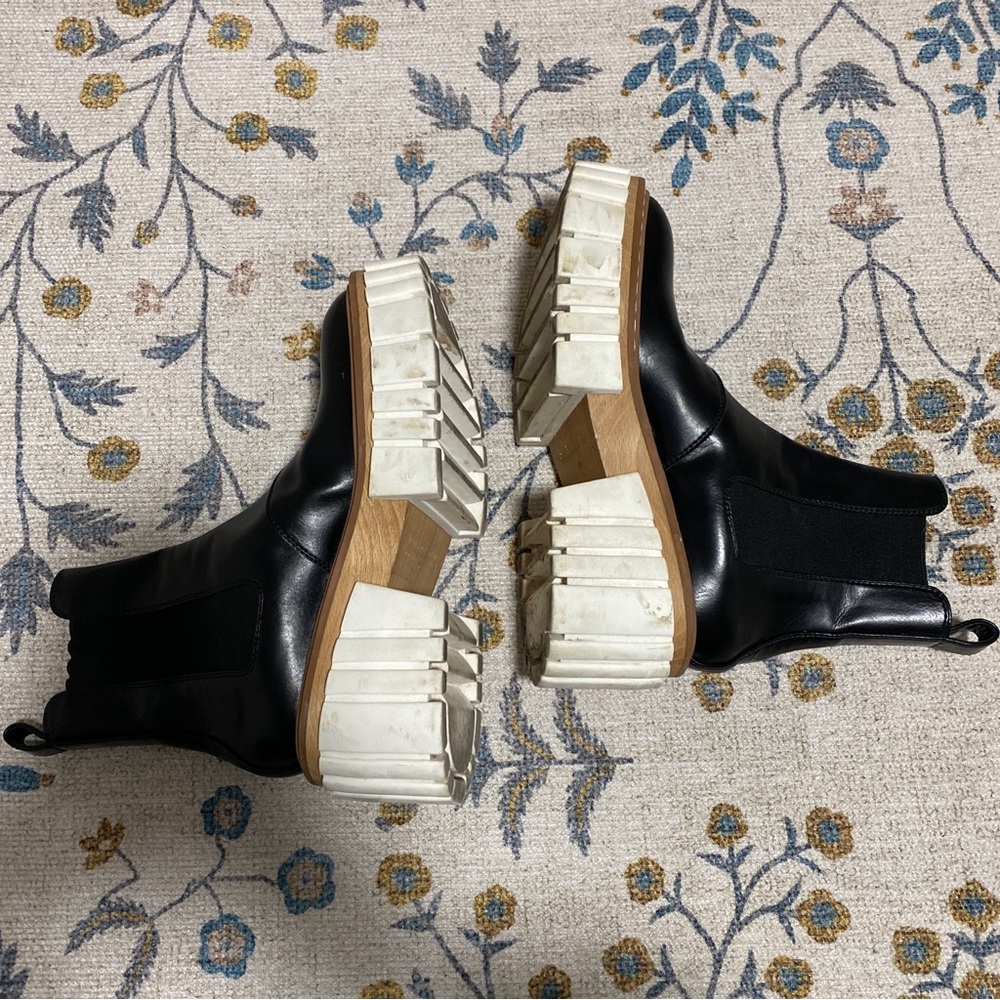 Stella McCartney Emilie Chunky Platform Lug Sole Black Leather Boot 7.5 / 37.5 - Picture 8 of 11